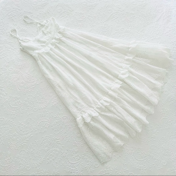 NWOT Lulus How Much I Love You White Eyelet Tiered Midi Dress Small - Picture 4 of 8